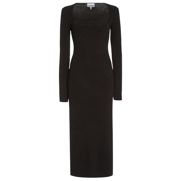 Ganni Sweater Dress Midi Ribbed Knit - Picture 2 of 7